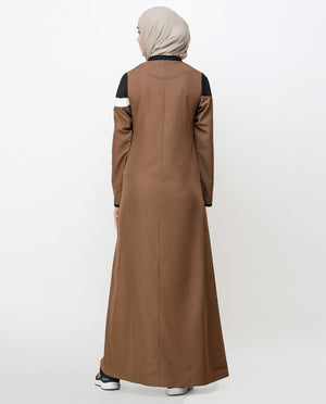 Brown Patina Kangaroo Pocket Jilbab Abaya