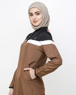 Brown Patina Kangaroo Pocket Jilbab Abaya