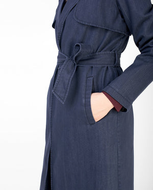 Denim Full Length Trench Coat Abaya