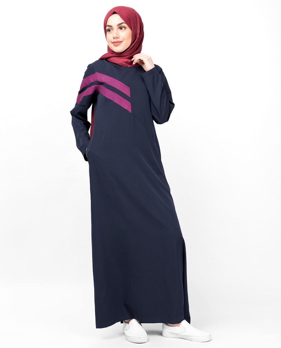 Double Stripe Navy Casual Abaya Jilbab