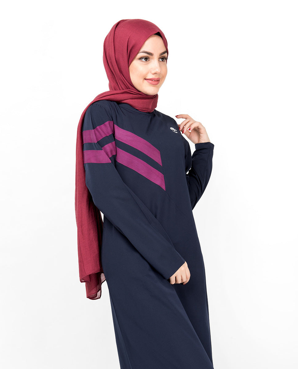 Double Stripe Navy Casual Abaya Jilbab