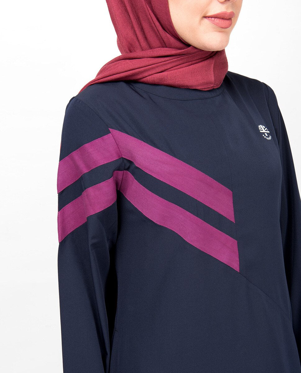 Double Stripe Navy Casual Abaya Jilbab