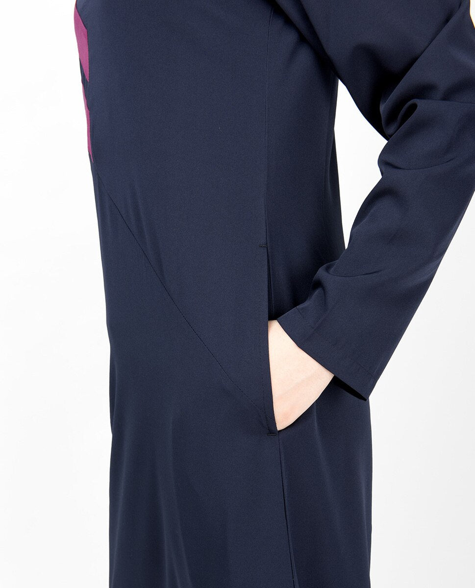 Double Stripe Navy Casual Abaya Jilbab