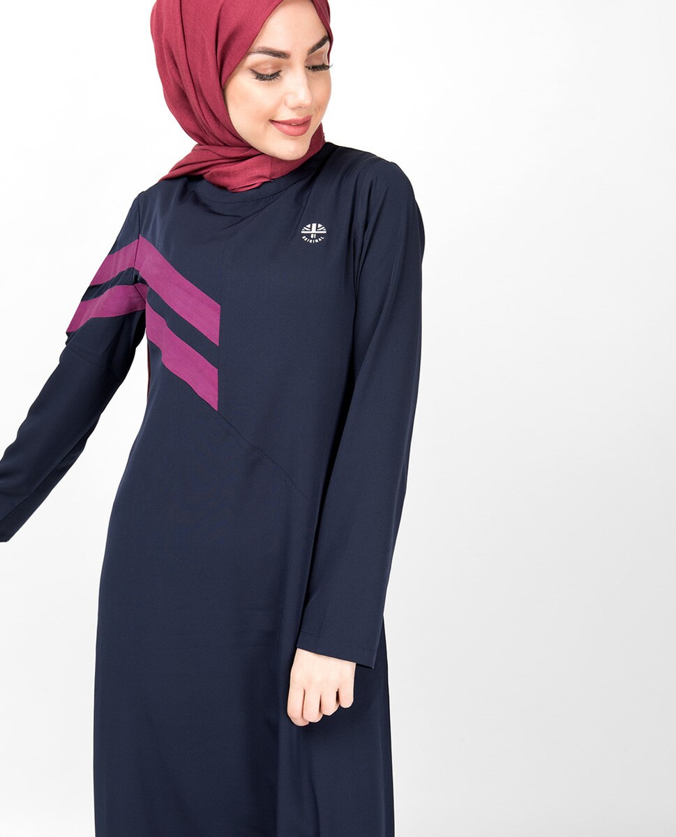 Double Stripe Navy Casual Abaya Jilbab