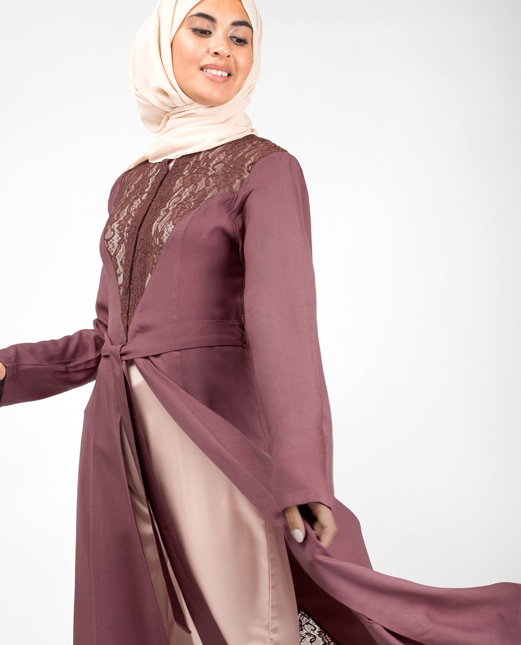 Elegant Full Front Open Rose Lace Kimono #