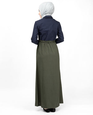 Flared Contrast Skirt Look Abaya Jilbab