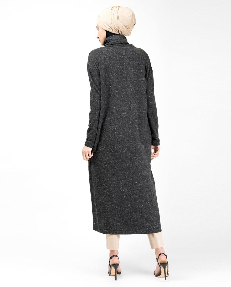 Grey Roll Neck Box Cut Jersey Dress