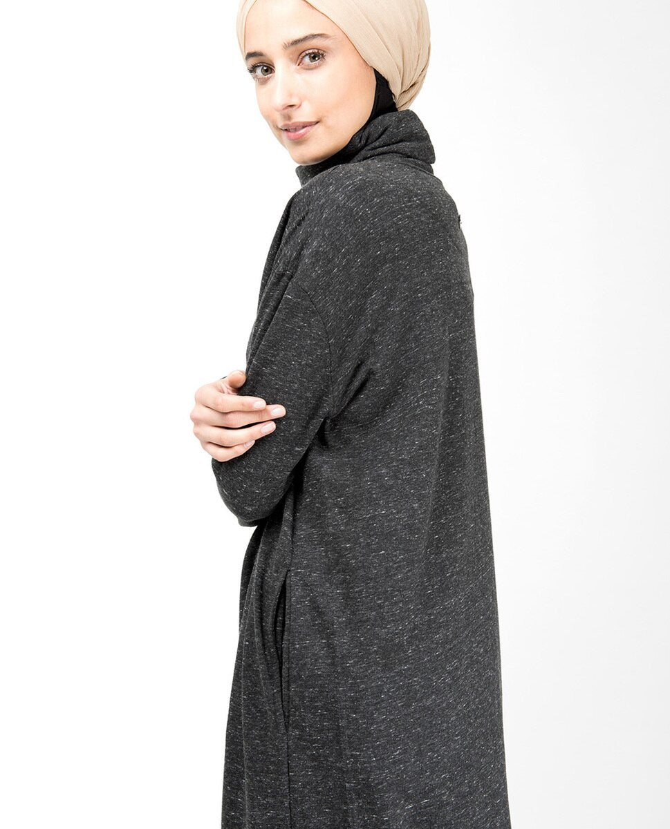 Grey Roll Neck Box Cut Jersey Dress
