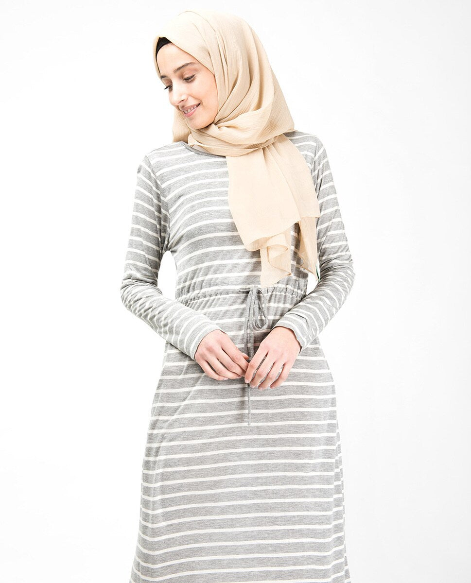 Grey Striped Maxi Dress