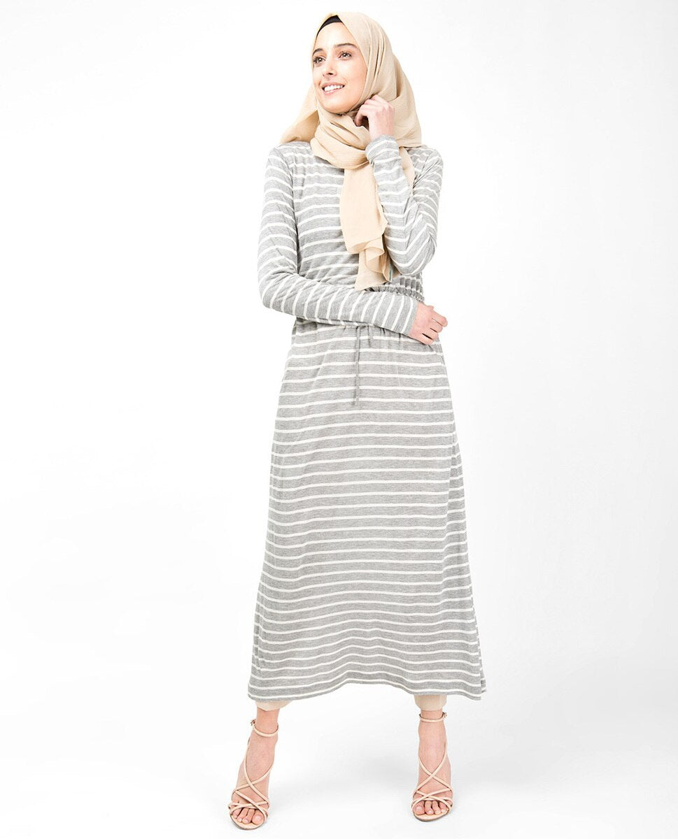 Grey Striped Maxi Dress