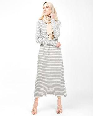 Grey Striped Maxi Dress