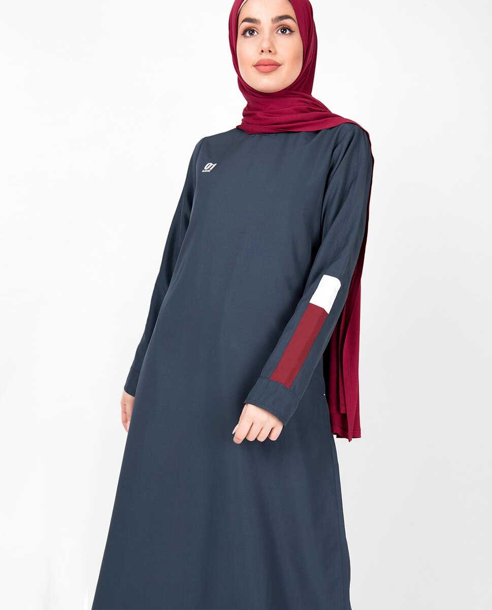 Iris Blue Round Neck Abaya Jilbab