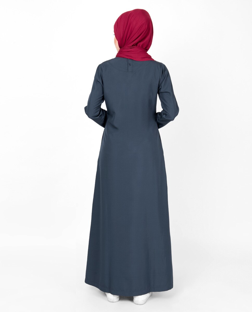 Abaya Jilbab in Iris Blue Round Neck - ModestPath.com