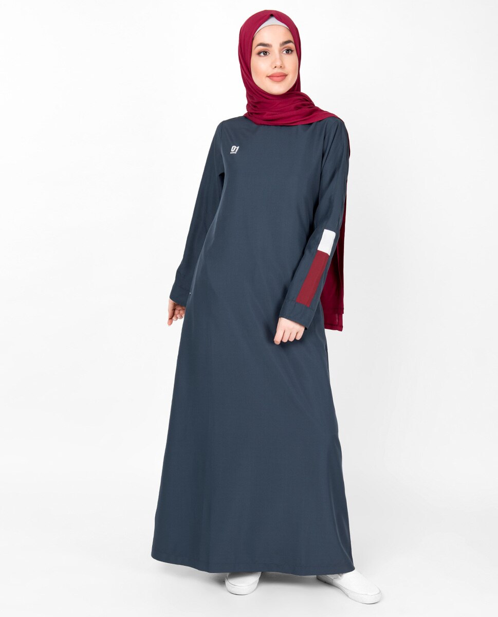 Iris Blue Round Neck Abaya Jilbab