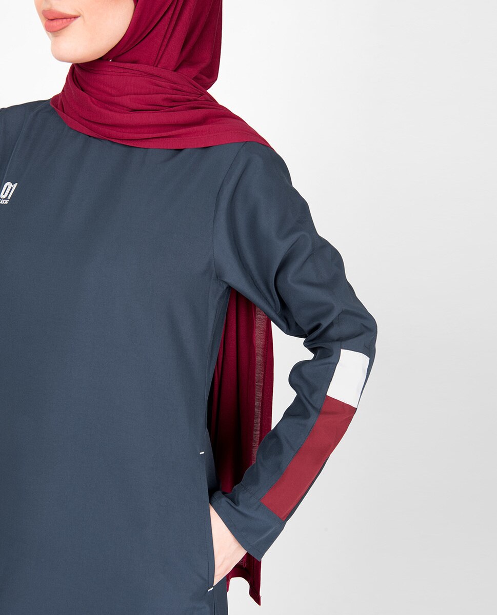 Iris Blue Round Neck Abaya Jilbab