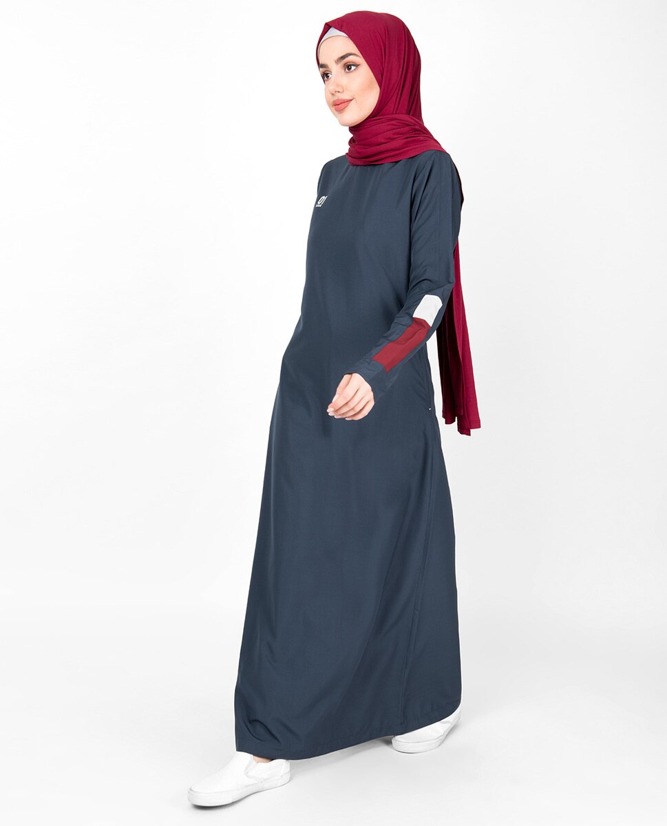 Iris Blue Round Neck Abaya Jilbab