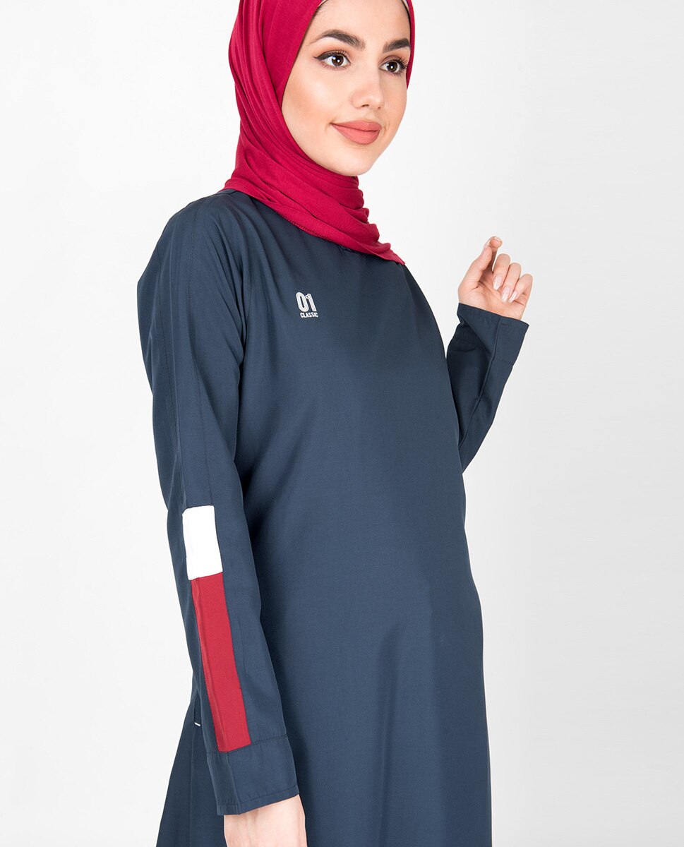 Iris Blue Round Neck Abaya Jilbab