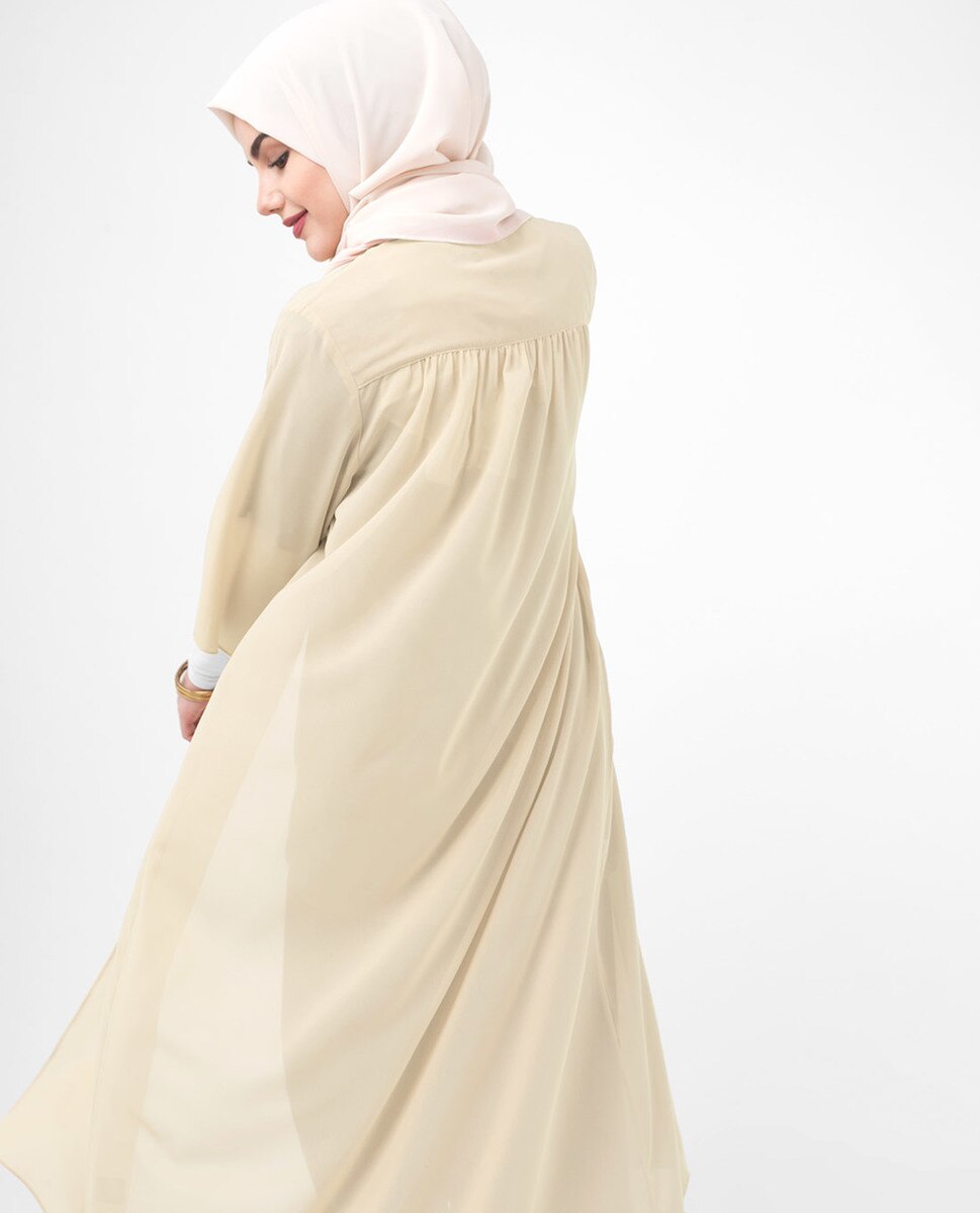 Long Sheer Fog Cream Kimono #