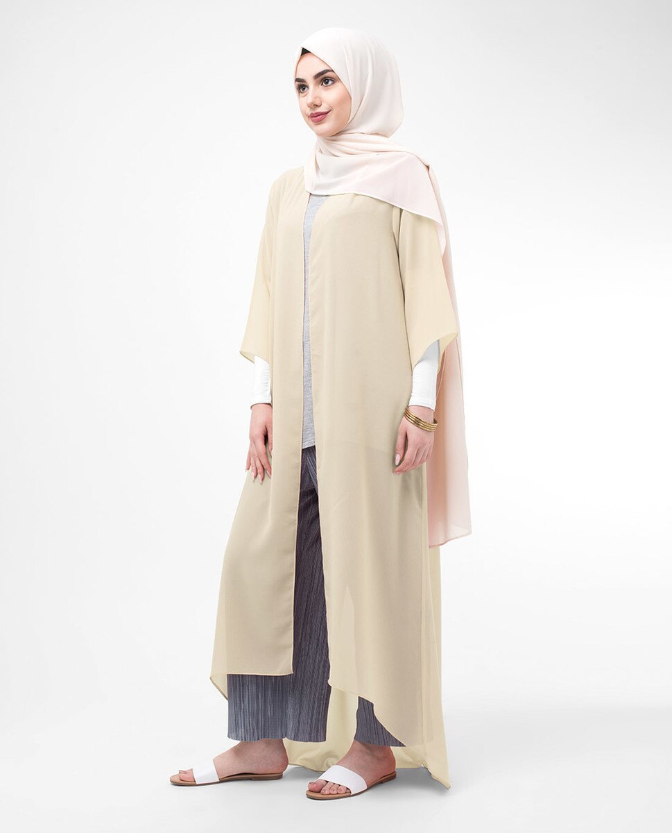 Long Sheer Fog Cream Kimono #