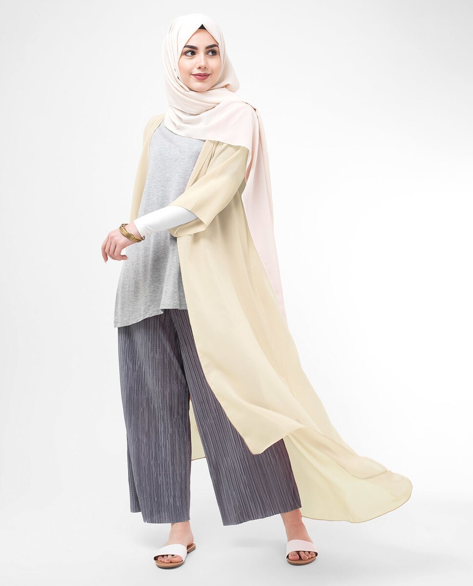 Long Sheer Fog Cream Kimono #