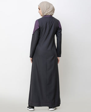 Magnet Grey Front Mid Zipper Jilbab Abaya