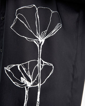 Midnight Black Floral Print Shirt Dress