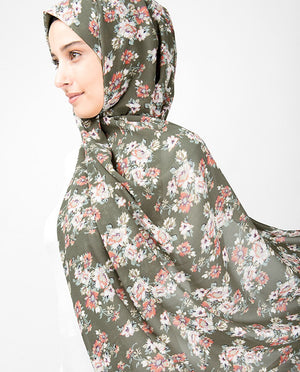 Natural Olive Floral Hijab