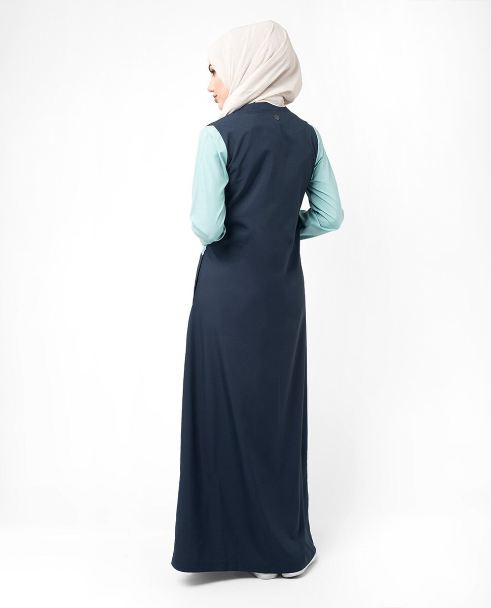 Navy & Blue Colour Blocking Jilbab Abaya