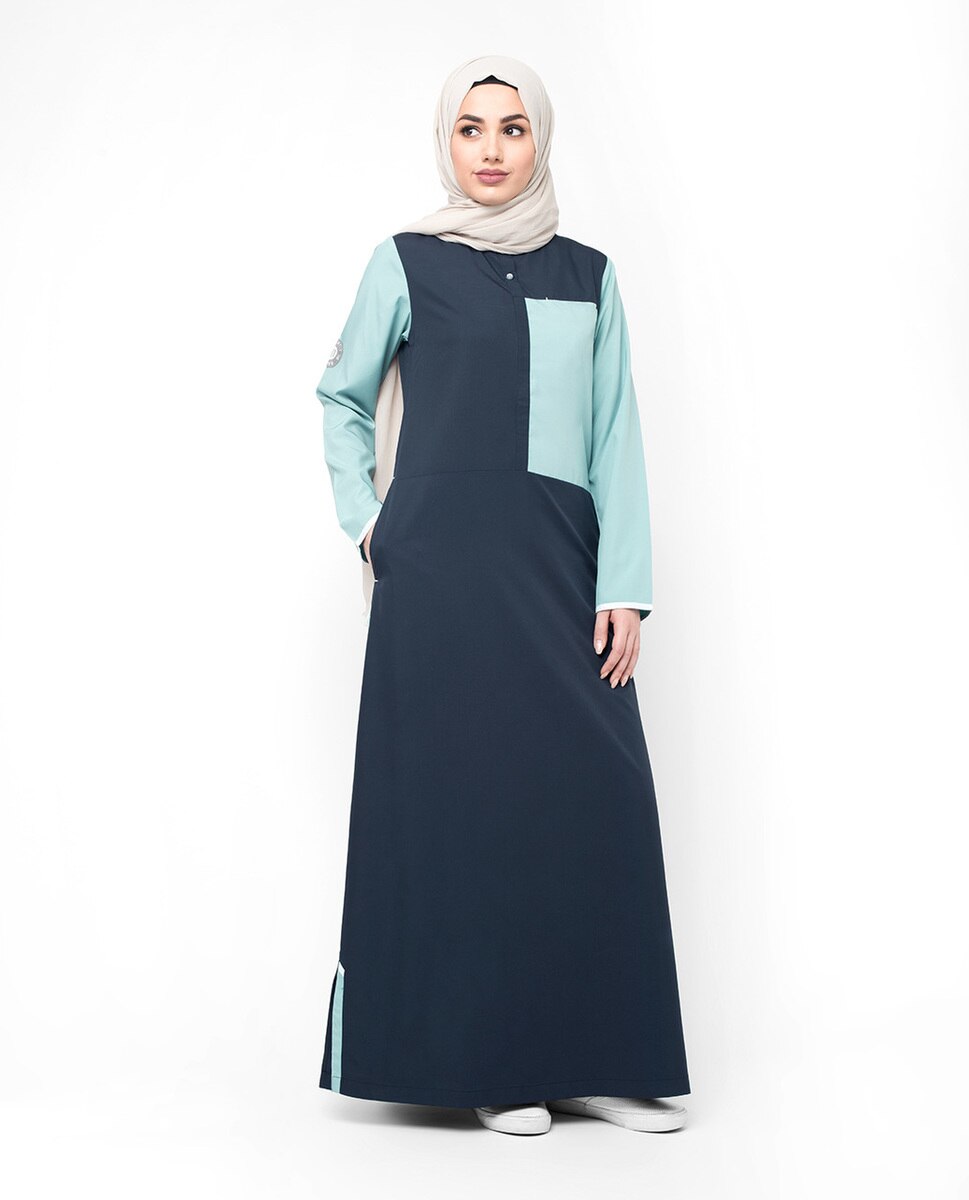 Navy & Blue Colour Blocking Jilbab Abaya