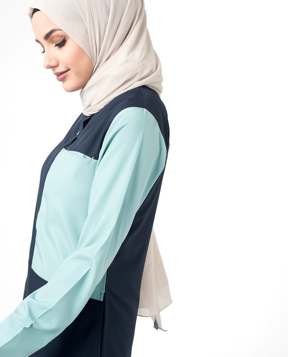 Navy & Blue Colour Blocking Jilbab Abaya