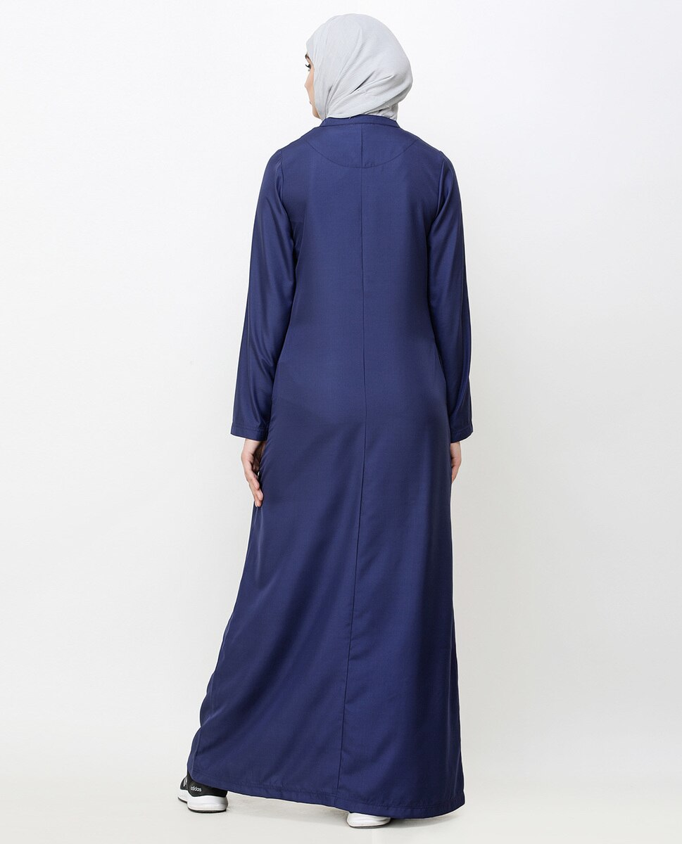Navy Blue Jilbab With Chevron Contrast Stripes Jilbab Abaya