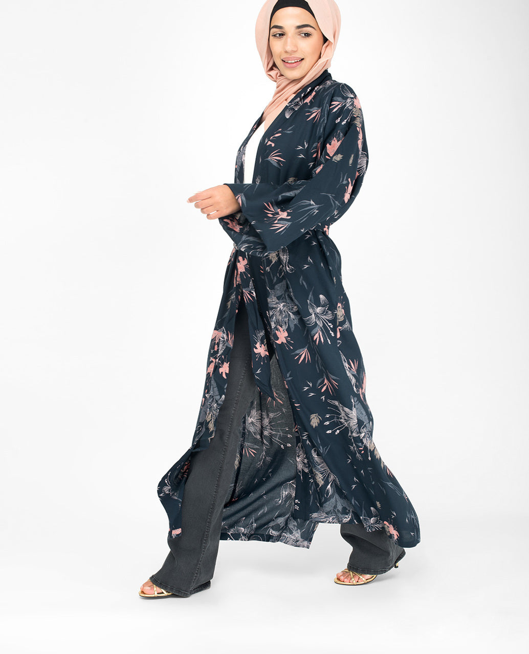 Navy Floral Kimono #