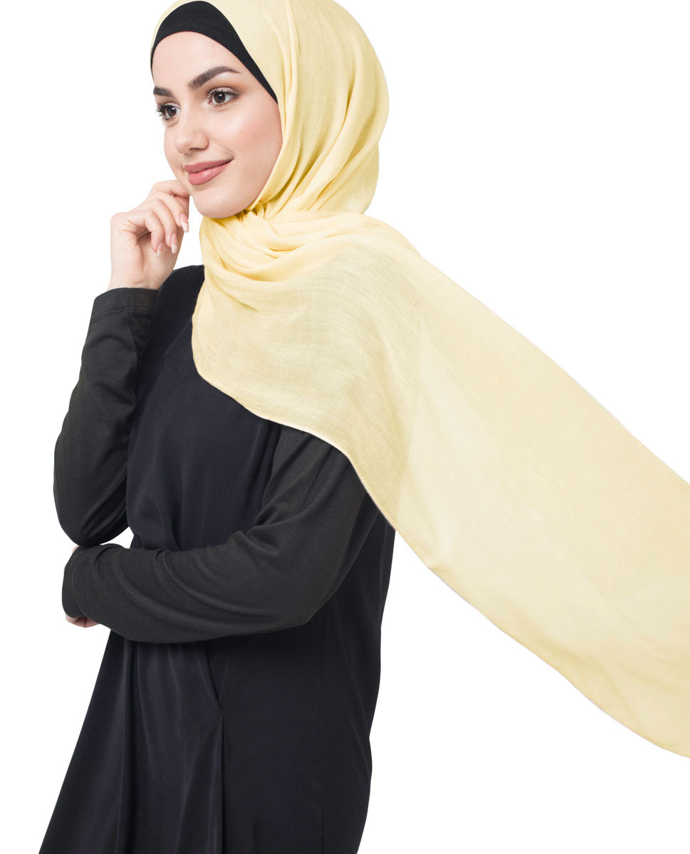 Tender Yellow Cotton Voile Scarf Hijab