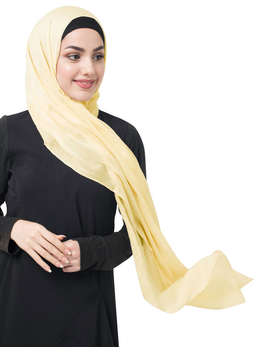 Tender Yellow Cotton Voile Scarf Hijab