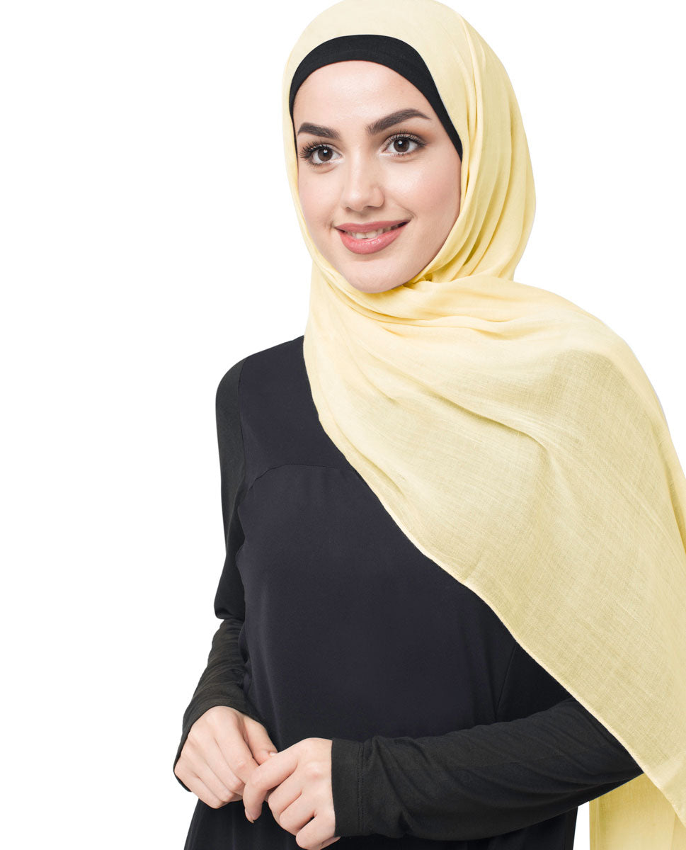 Tender Yellow Cotton Voile Scarf Hijab