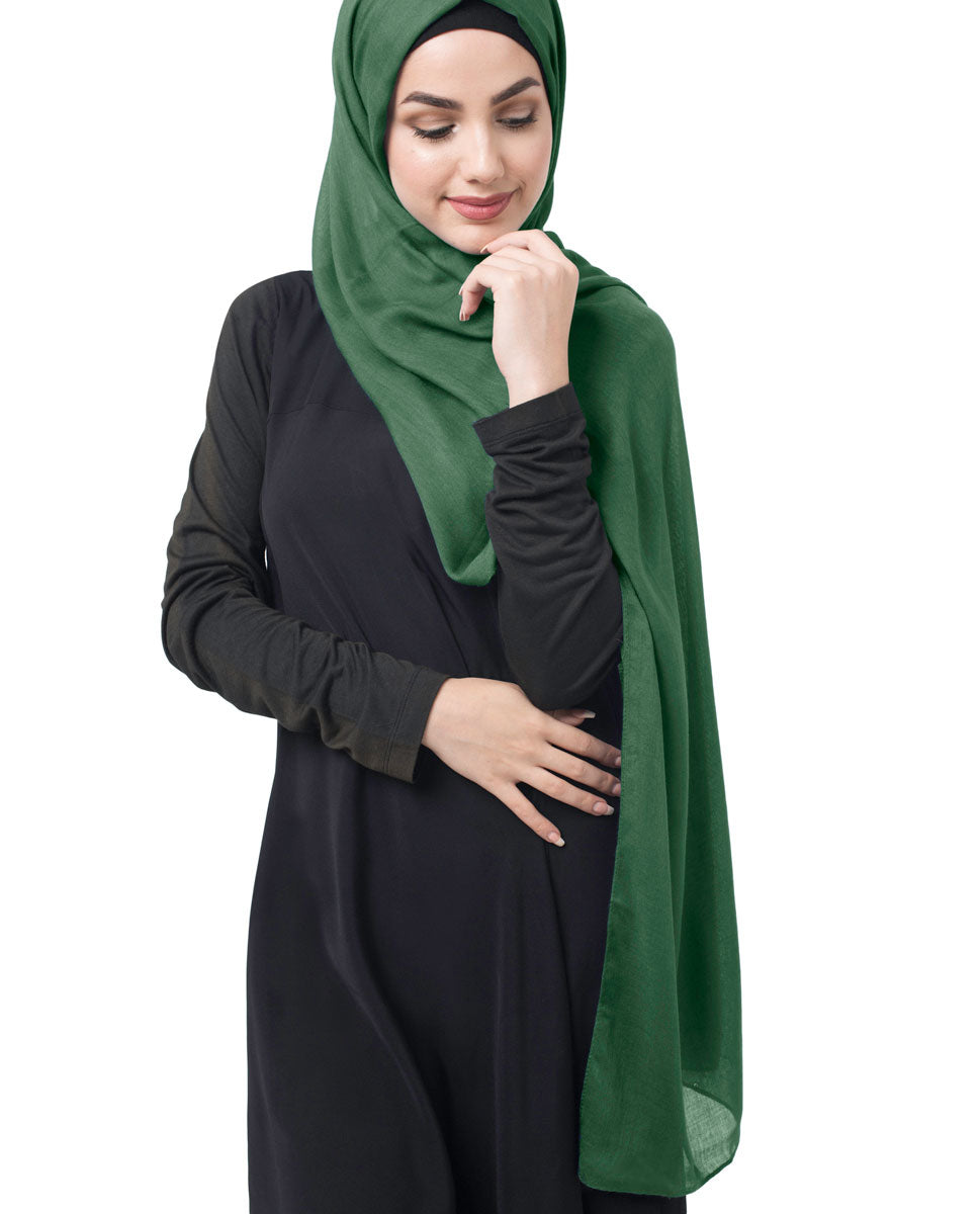 Pineneedle Green Cotton Voile Scarf Hijab