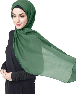 Pineneedle Green Cotton Voile Scarf Hijab