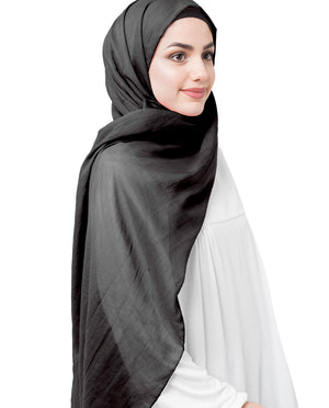 Rabbit Dark Grey Cotton Voile Scarf Hijab