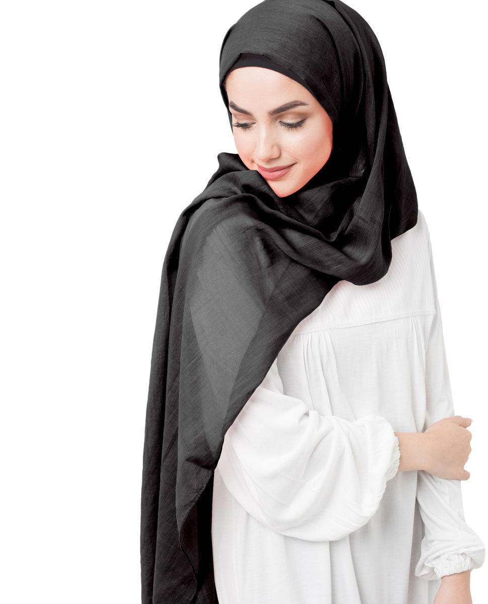 Rabbit Dark Grey Cotton Voile Scarf Hijab