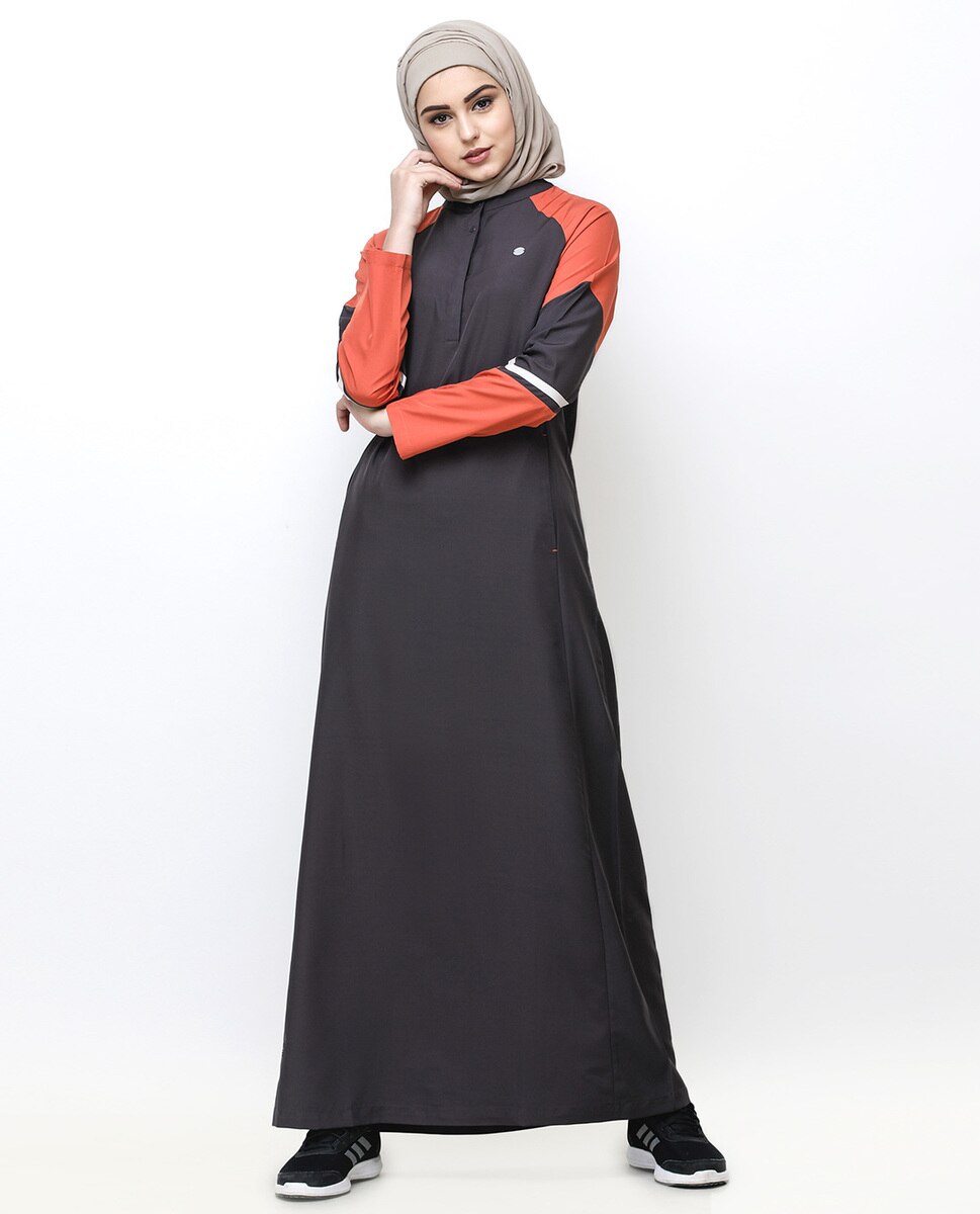 Shale Grey Angular Cut Jilbab Abaya
