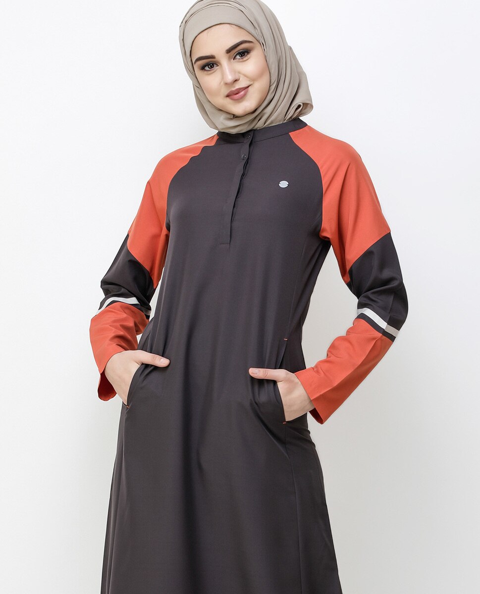 Shale Grey Angular Cut Jilbab Abaya