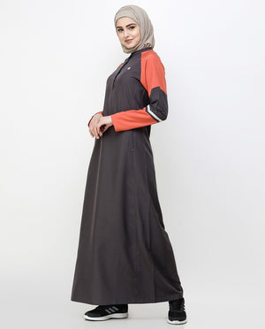 Shale Grey Angular Cut Jilbab Abaya