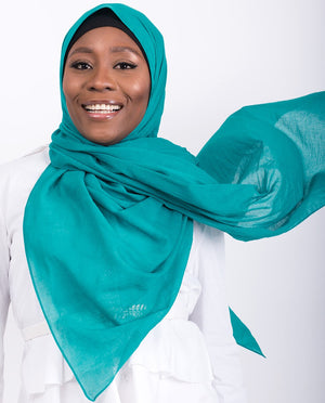 Columbia Alpine Green Cotton Voile Scarf Hijab
