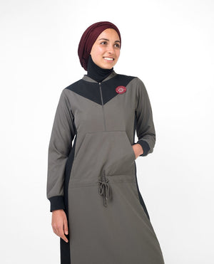 Active Athletic Grey and Black Casual Abaya Jilbab S 54 Grey