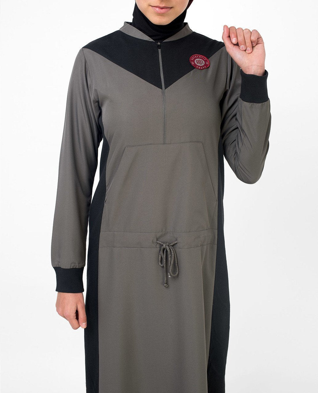 Active Athletic Grey and Black Casual Abaya Jilbab S 54 Grey