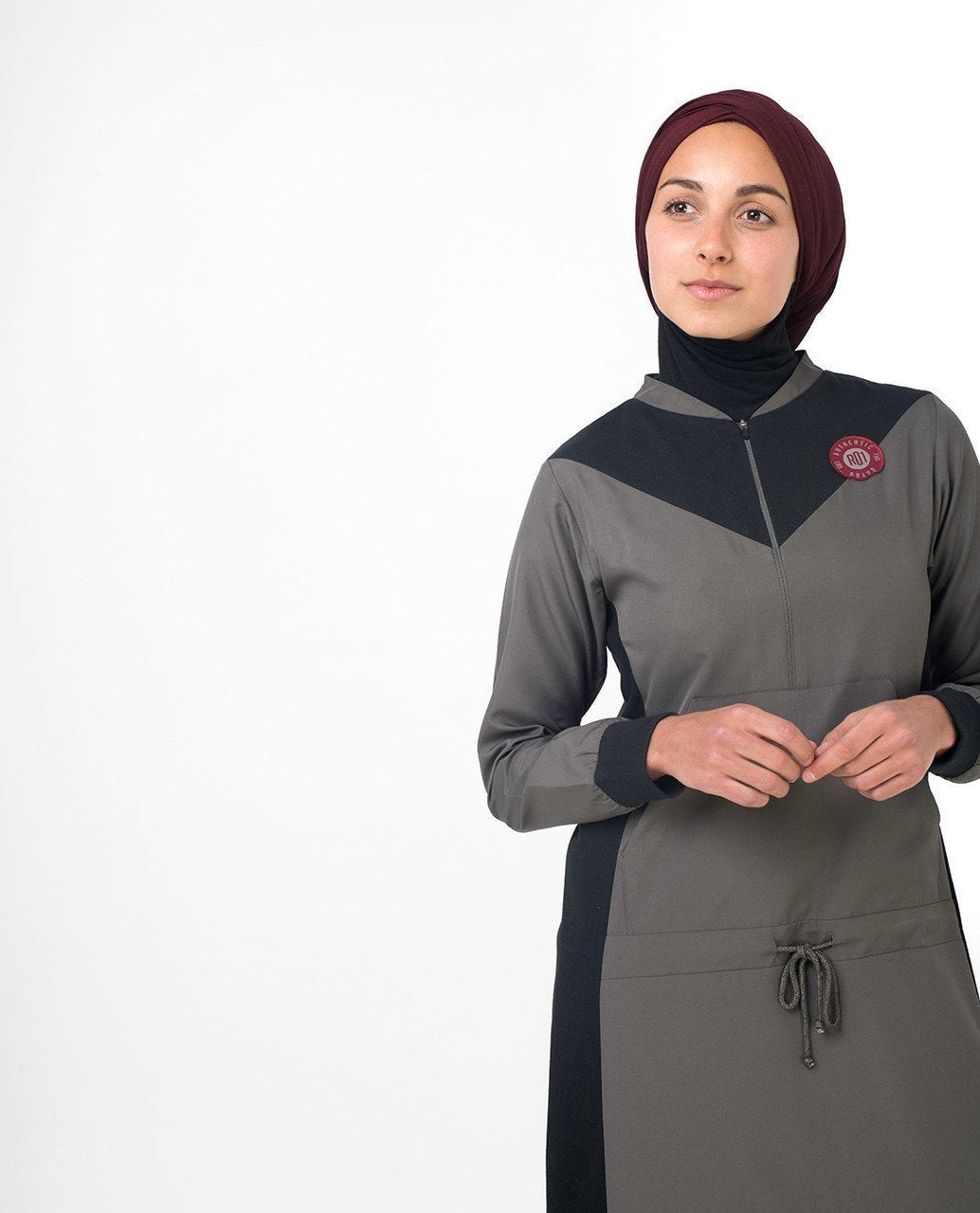 Active Athletic Grey and Black Casual Abaya Jilbab S 54 Grey