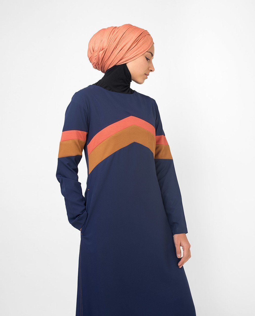 Active Orange Highlight Retro Abaya Jilbab S 54 Navy