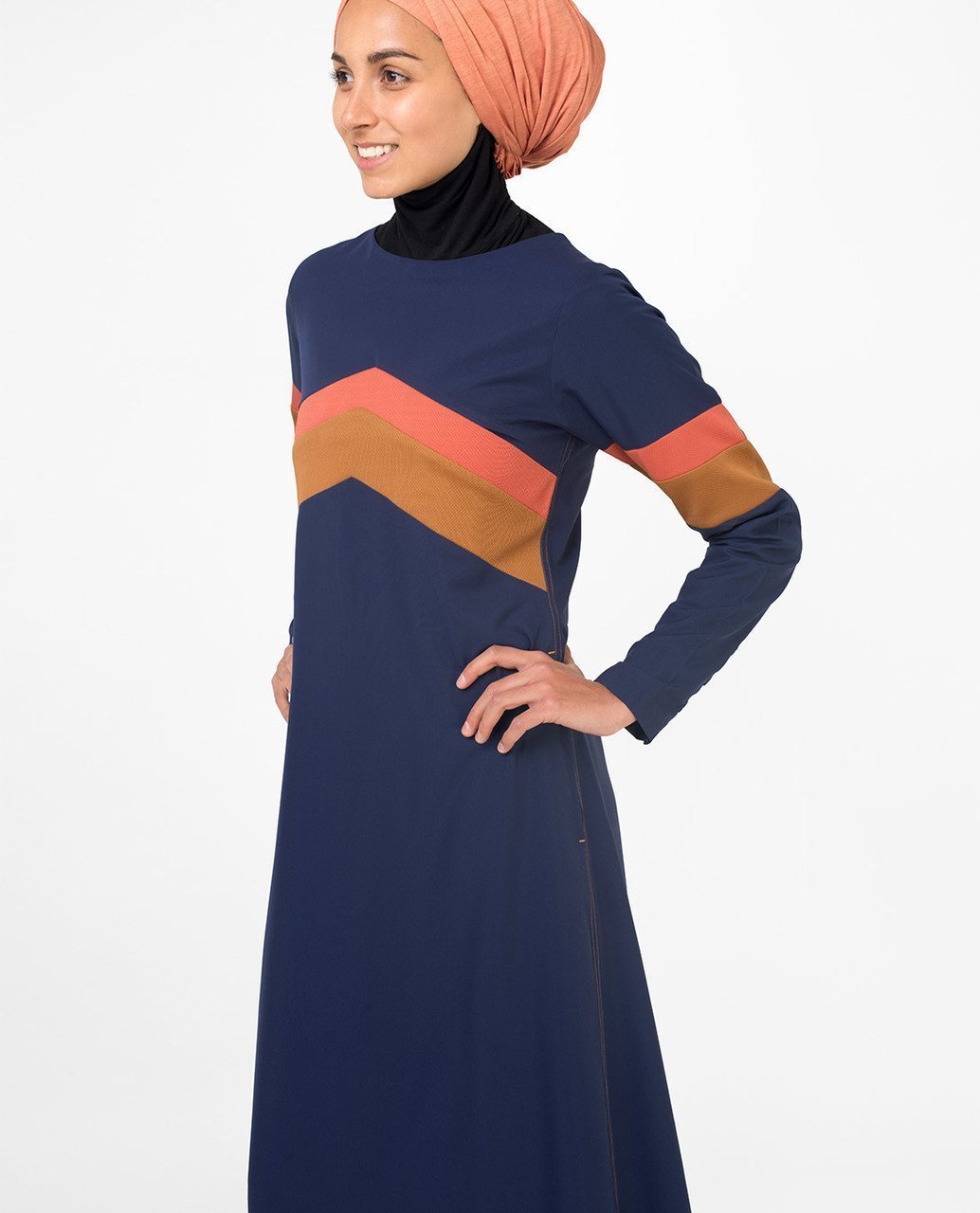 Active Orange Highlight Retro Abaya Jilbab S 54 Navy