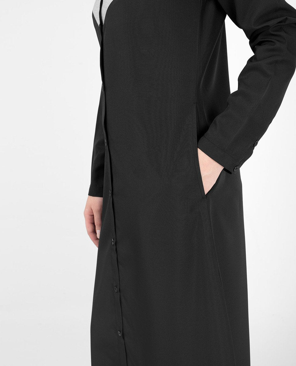 An All Seasons Black & Grey Color Blocking Abaya Jilbab S 54 Black