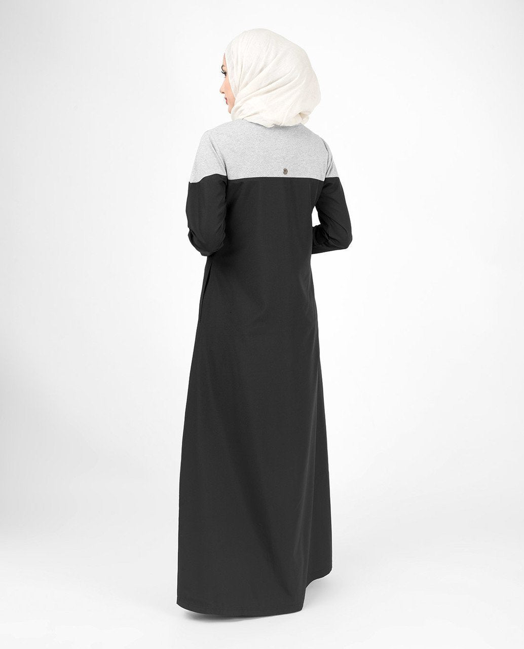 An All Seasons Black & Grey Color Blocking Abaya Jilbab S 54 Black